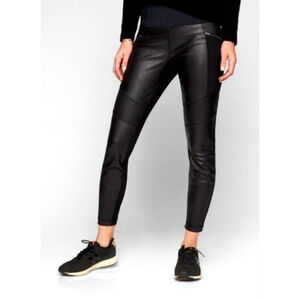 NWT Women's Athleta Ponte Leather Leggings Size XS Black